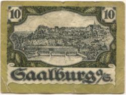 Saalburg - Stadt - 23.4.1921 - 10 Pfennig 