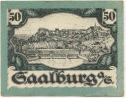 Saalburg - Stadt - 23.4.1921 - 50 Pfennig 