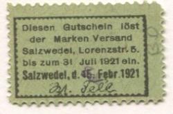 Salzwedel - Tell, W., Markenversand - 15.2.1921 - 31.7.1921 - 2 Pfennig