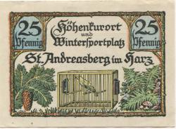Sankt Andreasberg (heute: Braunlage) - Kurverwaltung - 1.10.1921 - 25 Pfennig