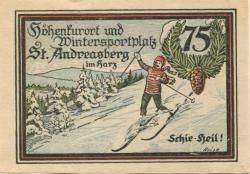 Sankt Andreasberg (heute: Braunlage) - Kurverwaltung - 1.10.1921 - 75 Pfennig