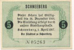 Schneeberg - Stadt - 1.4.1917 - 31.12.1918 - 5 Pfennig