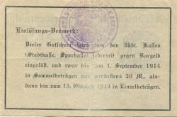 Schneidemühl (heute: PL-Pila) - Stadt - 12.8.1914 - 15.10.1914 - 1 Mark