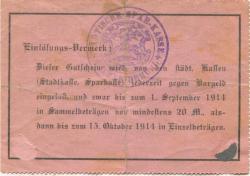 Schneidemühl (heute: PL-Pila) - Stadt - 12.8.1914 - 15.10.1914 - 5 Mark