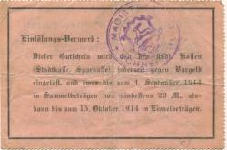 Schneidemühl (heute: PL-Pila) - Stadt - 12.8.1914 - 15.10.1914 - 5 Mark