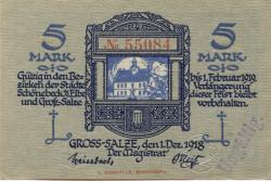 Schönebeck und Groß-Salze - Städte - 1.12.1918 - 1.2.1919 - 5 Mark 