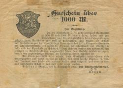 Schöneck - Stadtrat und Stadthaupt-, Spar- und Girokasse - 8.9.1922 - 1000 Mark