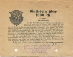 Schöneck - Stadtrat und Stadthaupt-, Spar- und Girokasse - 8.9.1922 - 1000 Mark 