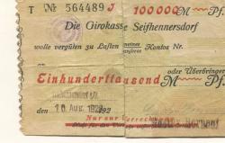 Seifhennersdorf - Hempel, Gebrüder, Bekleidungsfabrik - 27.7.1923 - 100000 Mark