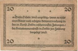 Soldin (heute: PL-Myslibórz) - Kreis - 1.12.1918 - 20 Mark