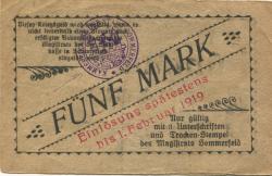 Sommerfeld (heute: PL-Lubsko) - Stadt - November 1918 - 1.3.1919 - 5 Mark
