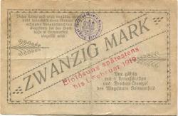 Sommerfeld (heute: PL-Lubsko) - Stadt - November 1918 - 1.3.1919 - 20 Mark