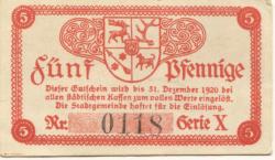 Sorau (heute: PL-Zary) - Stadt - 1918 - 31.12.1920 - 5 Pfennig 