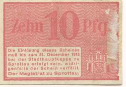 Sprottau (heute: PL-Szprotawa) - Stadt - 1917 - 31.12.1918 - 10 Pfennig