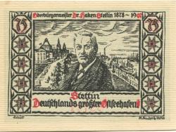 Stettin (heute: PL-Szczecin) - Stadt - 1.7.1921 - 31.3.1922 - 75 Pfennig
