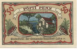 Tonndorf-Lohe (heute: Hamburg) - Gemeinde - 10.3.1921 - 50 Pfennig