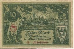 Ulm - Stadt - 22.10.1918 - 1.2.1919 - 10 Mark 