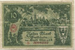 Ulm - Stadt - 22.10.1918 - 1.2.1919 - 10 Mark 