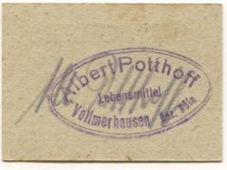 Vollmerhausen (heute: Gummersbach) - Potthoff, Albert, Lebensmittel - -- - 5 Pfennig 