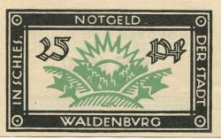 Waldenburg (heute: PL-Walbrzych) - Stadt - 1921 - 25 Pfennig