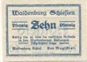 Waldenburg (heute: PL-Walbrzych) - Stadt - 20.8.1921 - 10 Pfennig