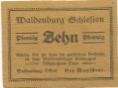 Waldenburg (heute: PL-Walbrzych) - Stadt - 20.8.1921 - 10 Pfennig