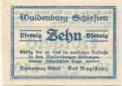 Waldenburg (heute: PL-Walbrzych) - Stadt - 20.8.1921 - 10 Pfennig