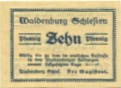 Waldenburg (heute: PL-Walbrzych) - Stadt - 20.8.1921 - 10 Pfennig