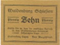 Waldenburg (heute: PL-Walbrzych) - Stadt - 20.8.1921 - 10 Pfennig