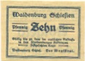 Waldenburg (heute: PL-Walbrzych) - Stadt - 20.8.1921 - 10 Pfennig
