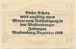 Waldenburg (heute: PL-Walbrzych) - Stadt - Dezember 1919 - 10 Pfennig 