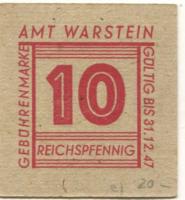 Warstein - Amt - - 31.12.1947 - 10 Pfennig