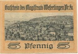 Weferlingen (heute: Oebisfelde) - Stadt - 1.7.1920 - 5 Pfennig 