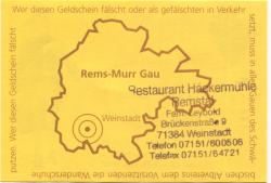 Weinstadt - Leybold, Familie, Restaurant Häckermühle Remstal, Brückenstr. 9 - 16./17.6.2007 - 1.50 Euro