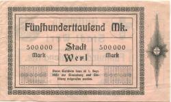 Werl - Stadt - 10.8.1923 - ab 1.9.1923 - 500000 Mark