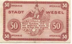 Wesel - Stadt - 1918 - 30.9.1921 - 50 Pfennig