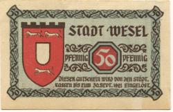 Wesel - Stadt - 1919 - 30.9.1921 - 50 Pfennig