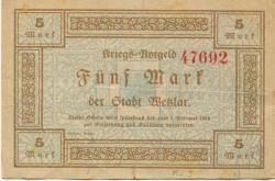 Wetzlar - Stadt - 1.11.1918 - 1.2.1919 - 5 Mark