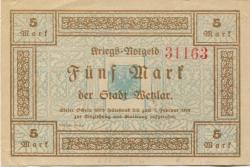 Wetzlar - Stadt - 1.11.1918 - 1.2.1919 - 5 Mark