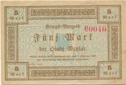 Wetzlar - Stadt - 1.11.1918 - 1.2.1919 - 5 Mark