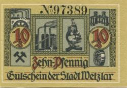 Wetzlar - Stadt - 14.9.1920 - 10 Pfennig