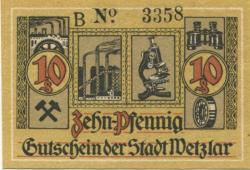 Wetzlar - Stadt - 14.9.1920 - 10 Pfennig
