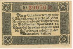 Wilster - Städtische Sparkasse - -- - 25 Pfennig