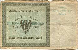 Worms - Kreis - 10.8.1923 - 10 Millionen Mark