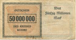 Worms - Kreis - 15.9.1923 - 50 Millionen Mark