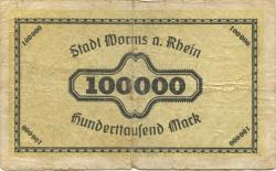 Worms - Stadt - 26.6.1923 - 100000 Mark