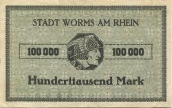 Worms - Stadt - 26.6.1923 - 100000 Mark