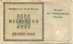 Worms - Stadt - 26.6.1923 - 10 Millionen Mark