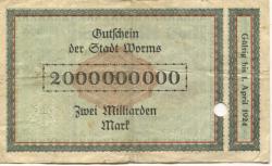 Worms - Stadt - 15.10.1923 - 1.4.1924 - 2 Milliarden Mark