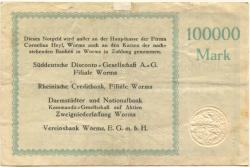 Worms - Heyl, Cornelius, Lederwerke - 5.7.1923 - 15.10.1923 - 100000 Mark